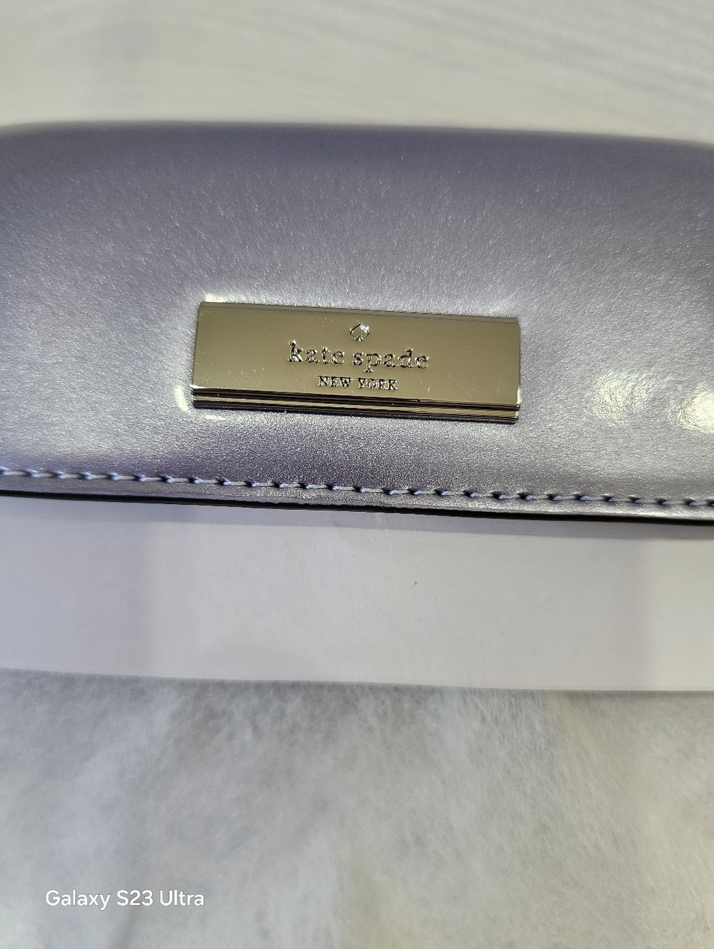 Kate Spade Metallic Purple Patent Card Case on Chain Crossbody RARE - Picture 14 of 15